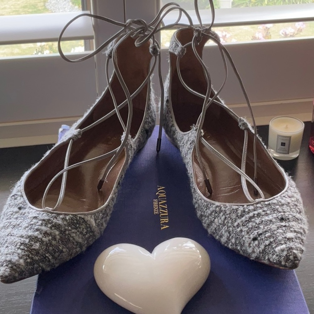 AQUAZZURA CHRISTY FLATS SIZE US 10 EUROPEAN 42